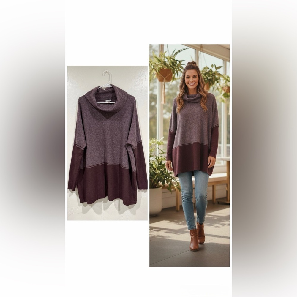 Smartwool Edgewood Poncho Women's Purple Cowl Neck Sweater size L